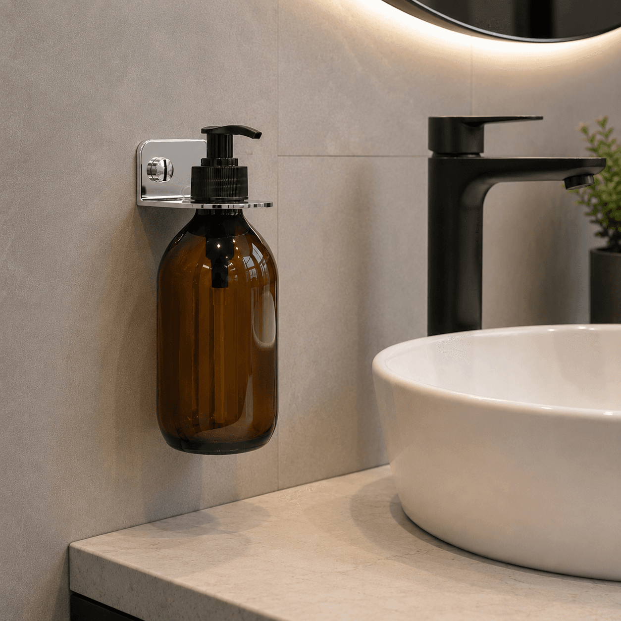 BAÑOX Wall-Mounted Soap Dispenser Holder - Silver
